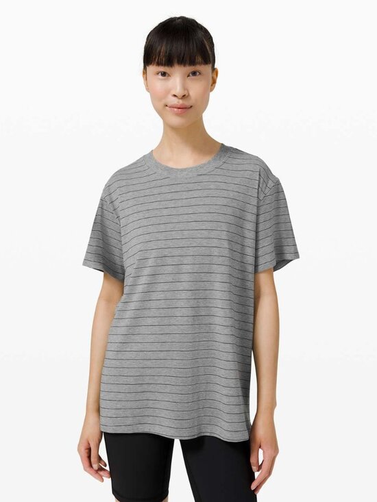 lululemon athletica Tops - Lululemon Women's All Yours Tee - Black/Grey Stripe